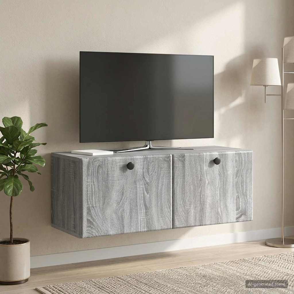 Gabinete de TV de parede 78,5 x 31 x 30 cm sonoma cinzento