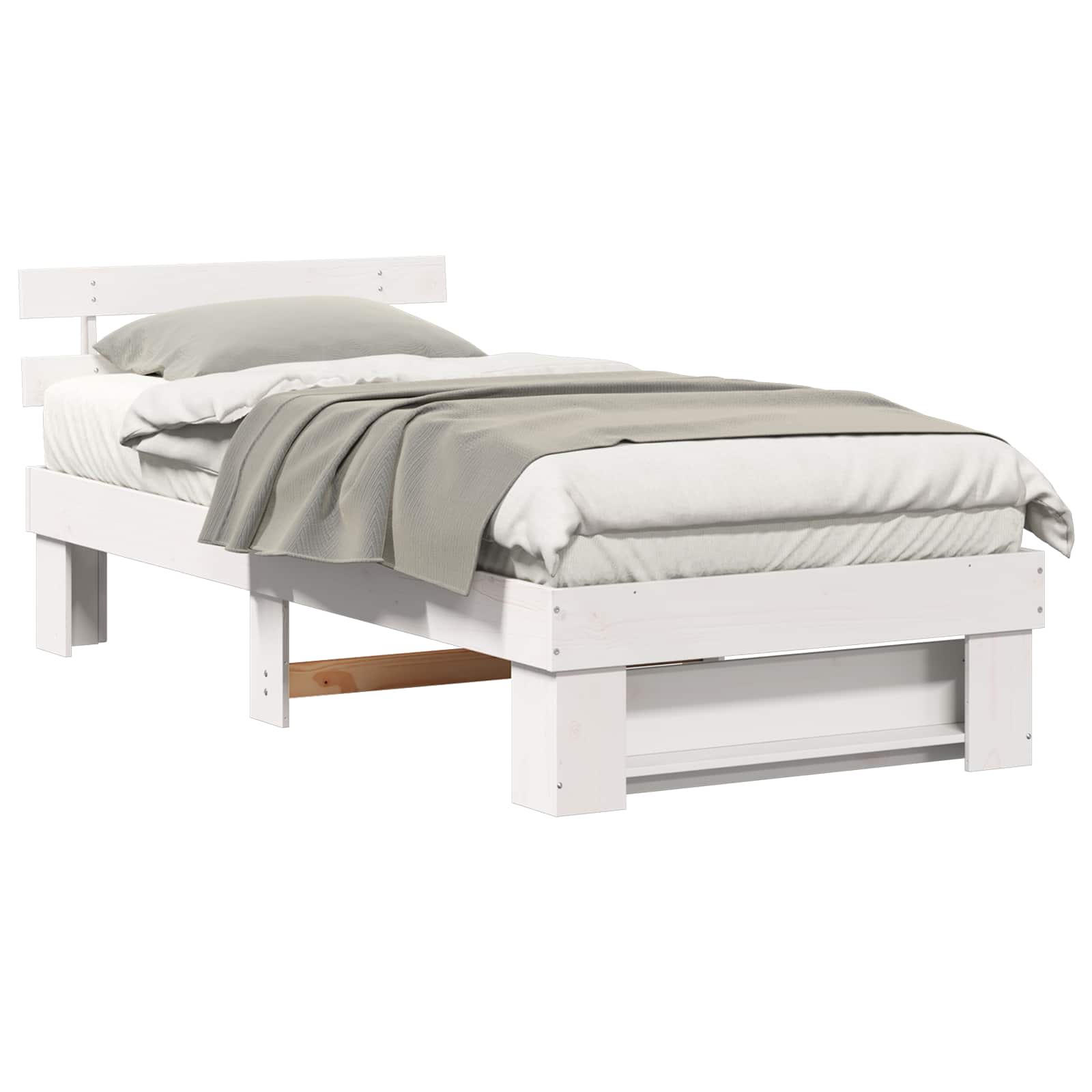Estrutura da cama com cabeceira branco 100 x 200 cm