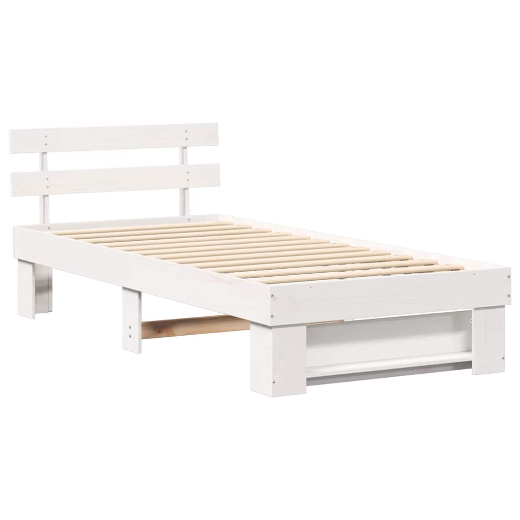 Estrutura da cama com cabeceira branco 100 x 200 cm
