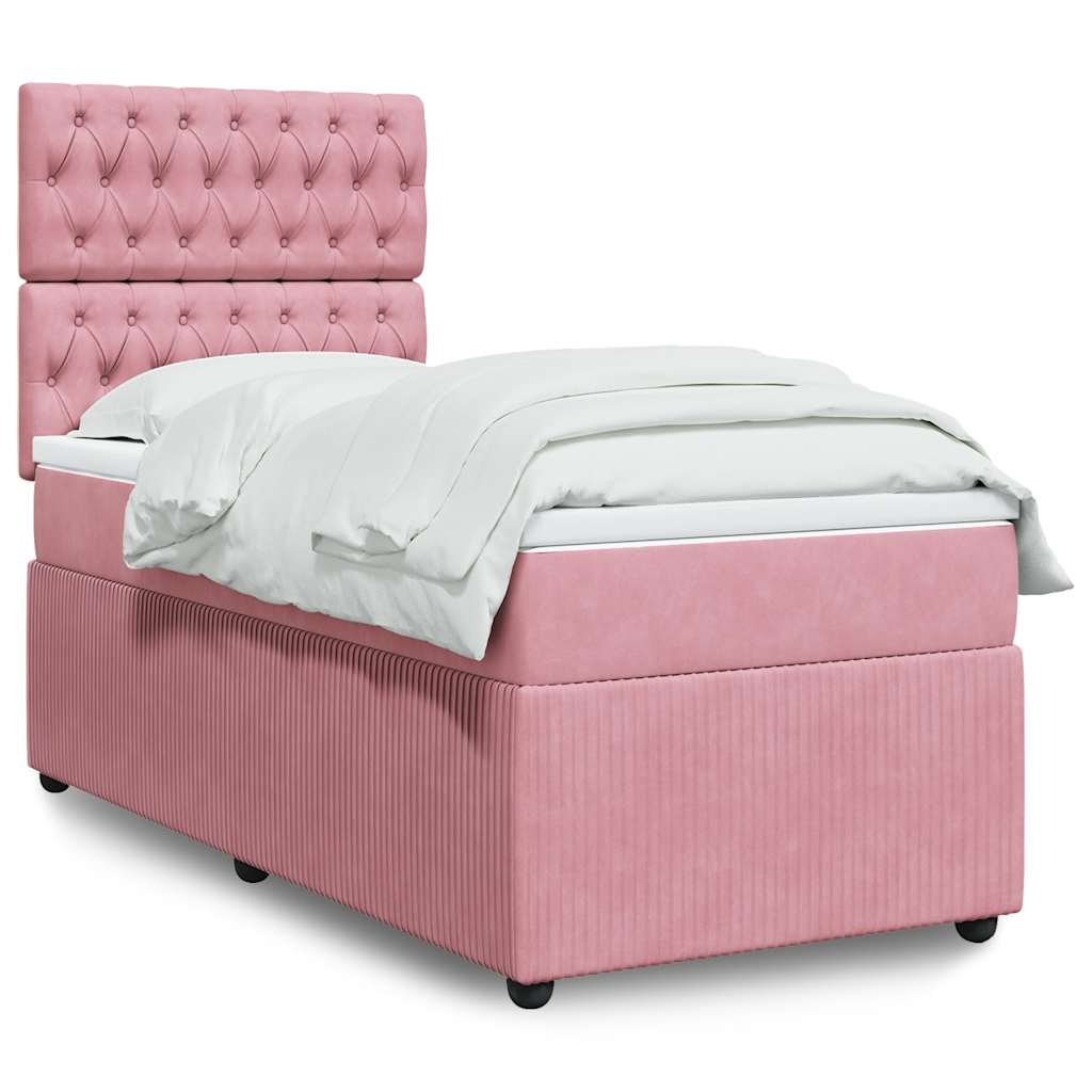 Cama com molas/colchão 90x190 cm veludo rosa