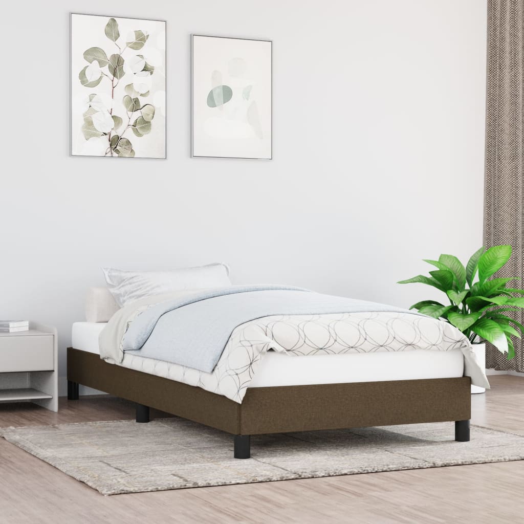 Estrutura de cama sem colchão 80x200 cm tecido castanho-escuro