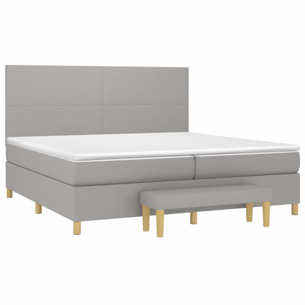 Cama com molas/colchão 200x200 cm tecido cinza-claro