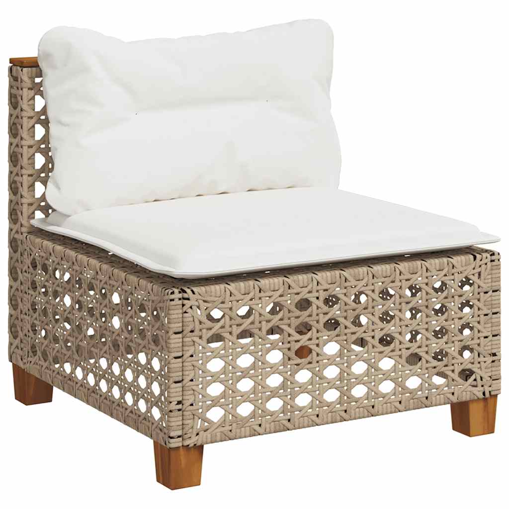 5 Pcs conjunto de sofás p/ jardim com almofadões vime PE bege