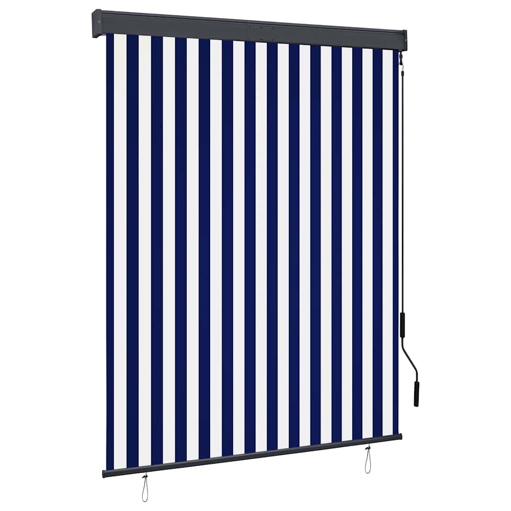 Estore de rolo para exterior 140x250 cm azul e branco