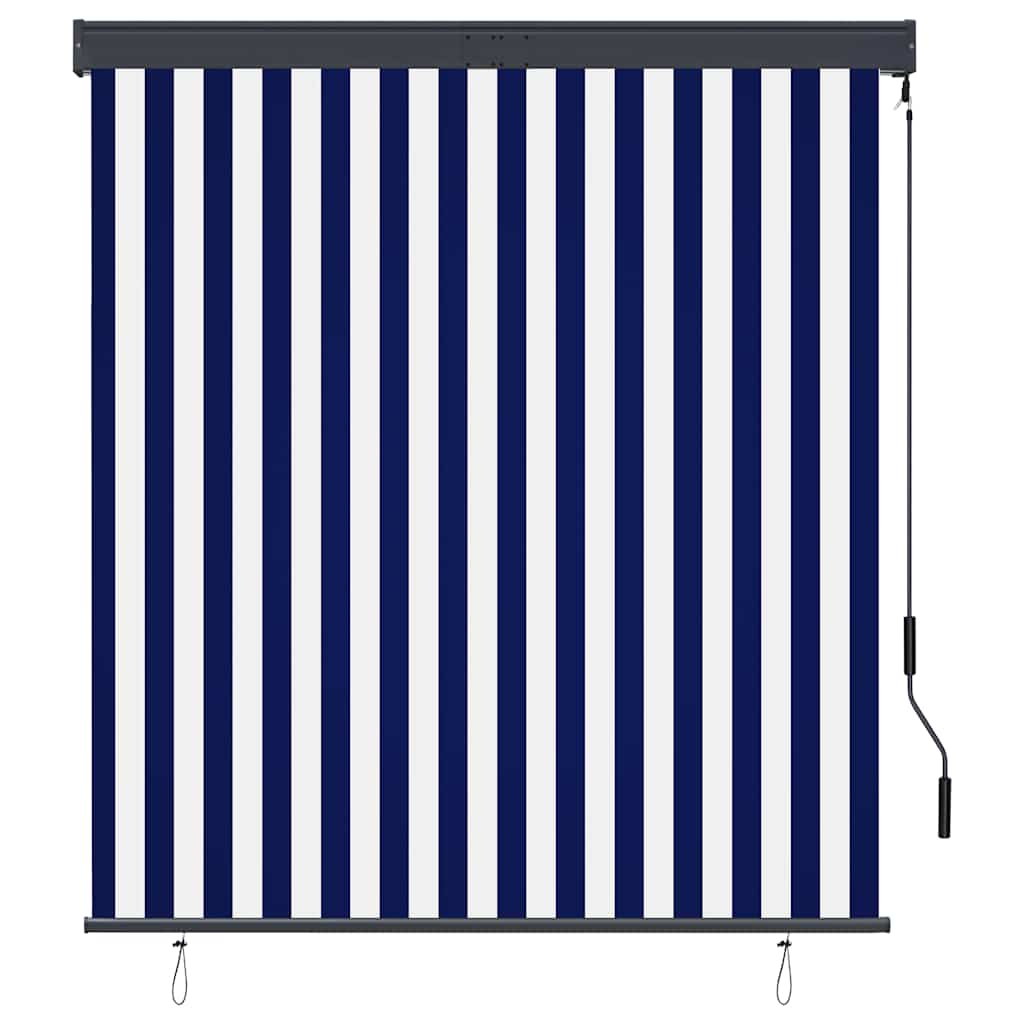 Estore de rolo para exterior 140x250 cm azul e branco