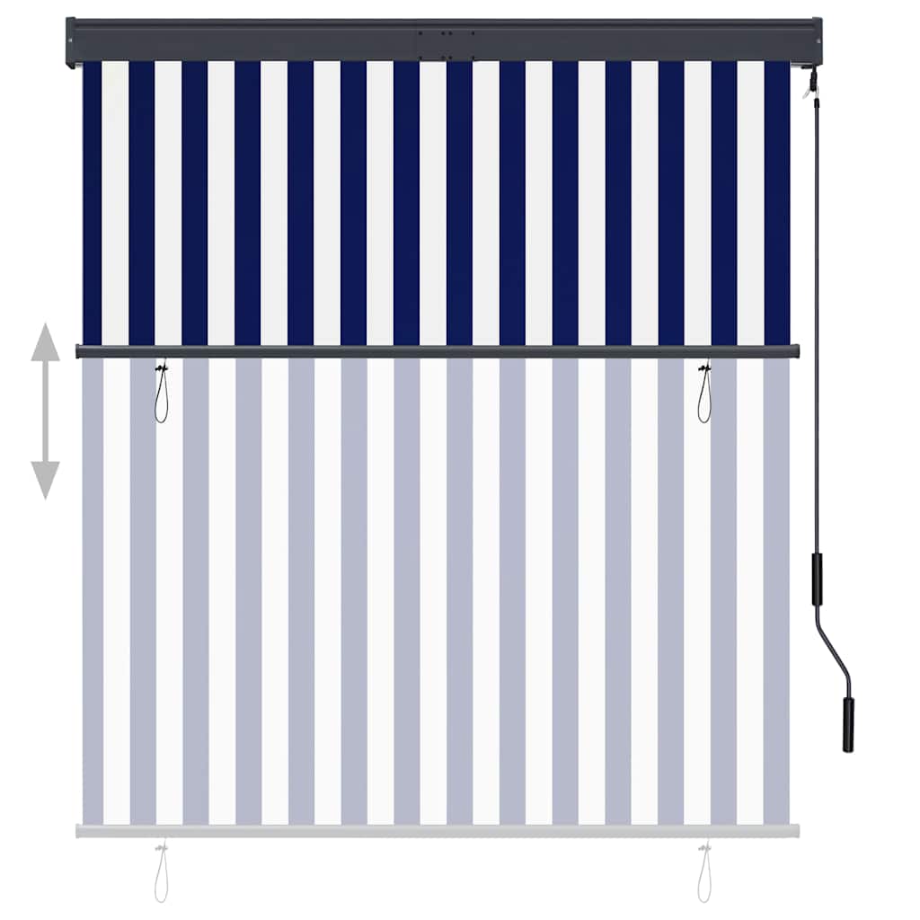 Estore de rolo para exterior 140x250 cm azul e branco