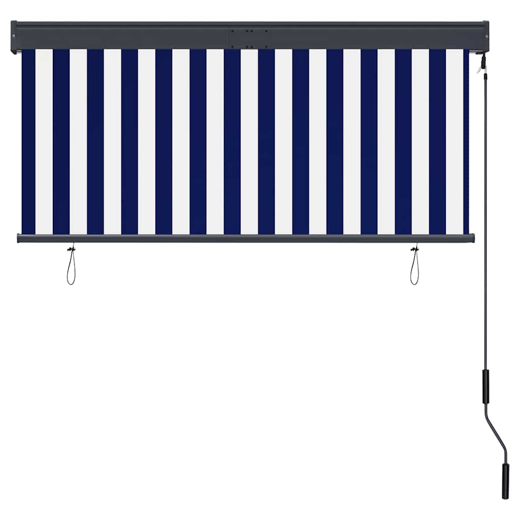 Estore de rolo para exterior 140x250 cm azul e branco