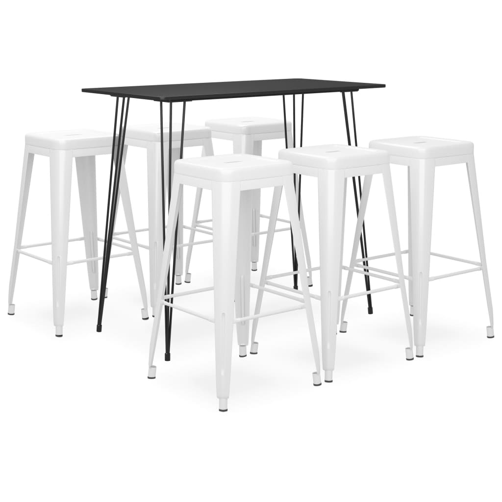 7 Pcs conjunto de bar preto e branco