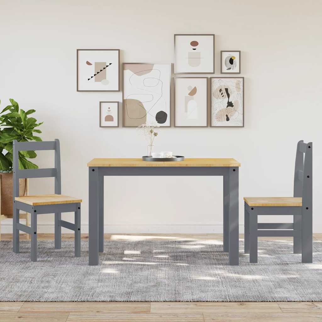 Cadeiras de jantar 2 pcs panama 40x46x90 cm pinho maciço cinza