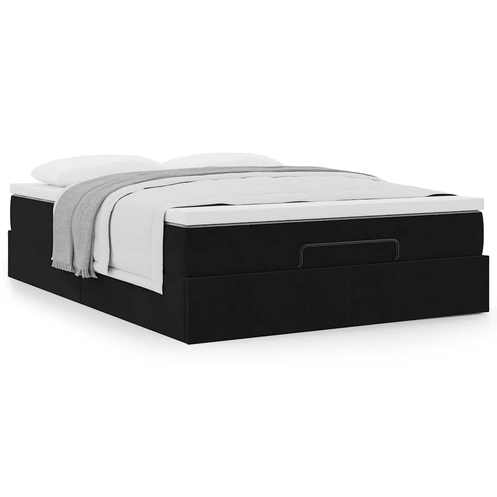 Estrutura de cama otomana com colchão 140x200 cm veludo preto