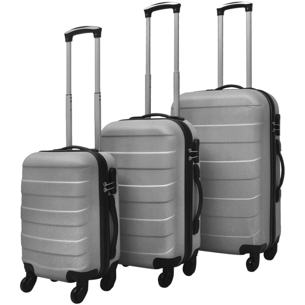 Conjunto de três trolleys rígidos, prateado