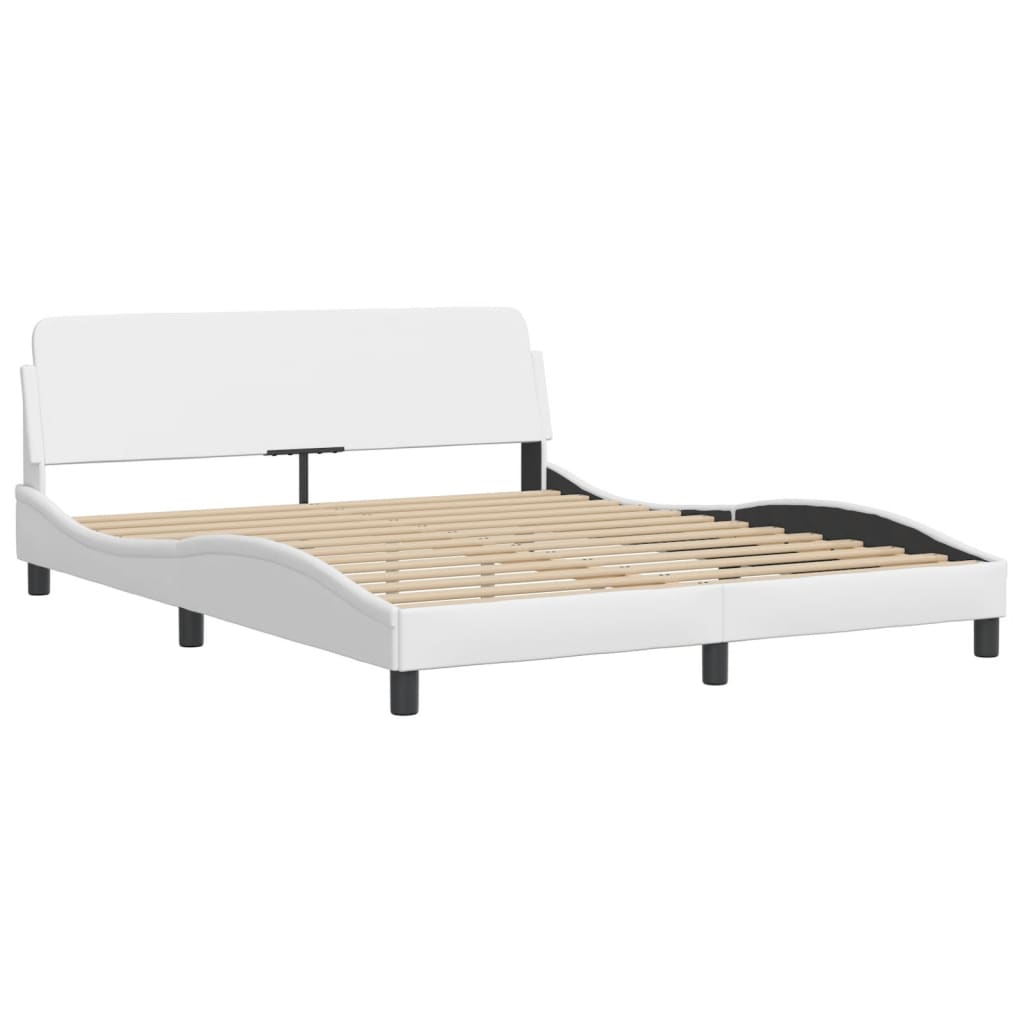 Cama com colchão zadar 160x200 cm couro artificial branco