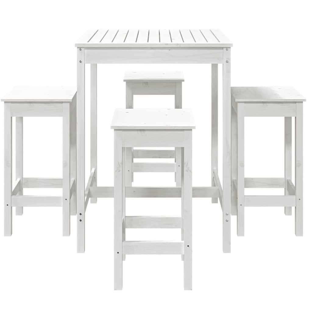 5 Pcs conjunto de bar para jardim pinho maciço branco