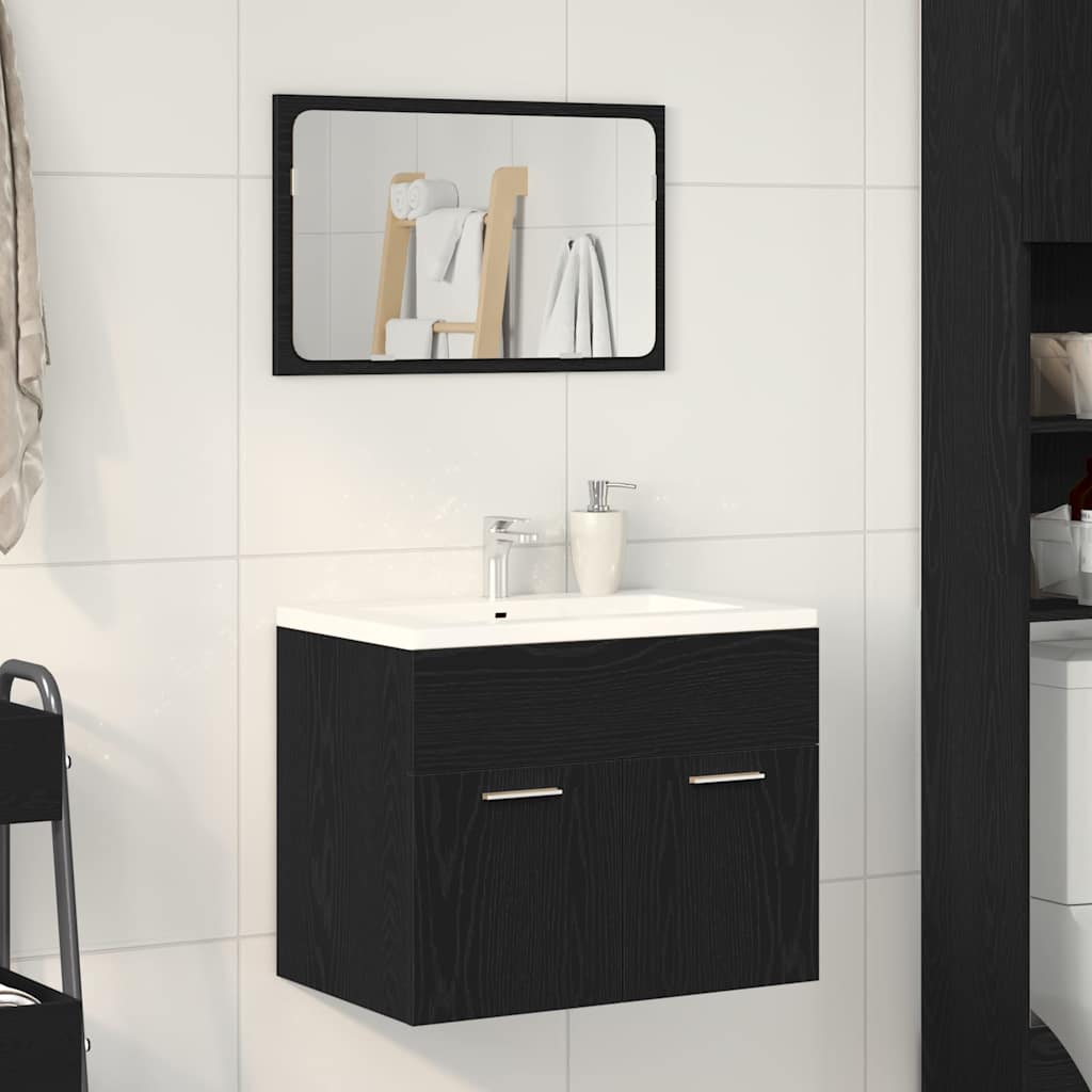 2 Pcs conjunto móveis casa de banho carvalho preto