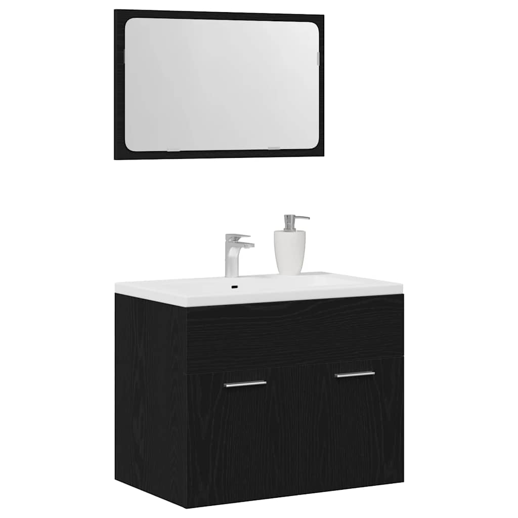 2 Pcs conjunto móveis casa de banho carvalho preto