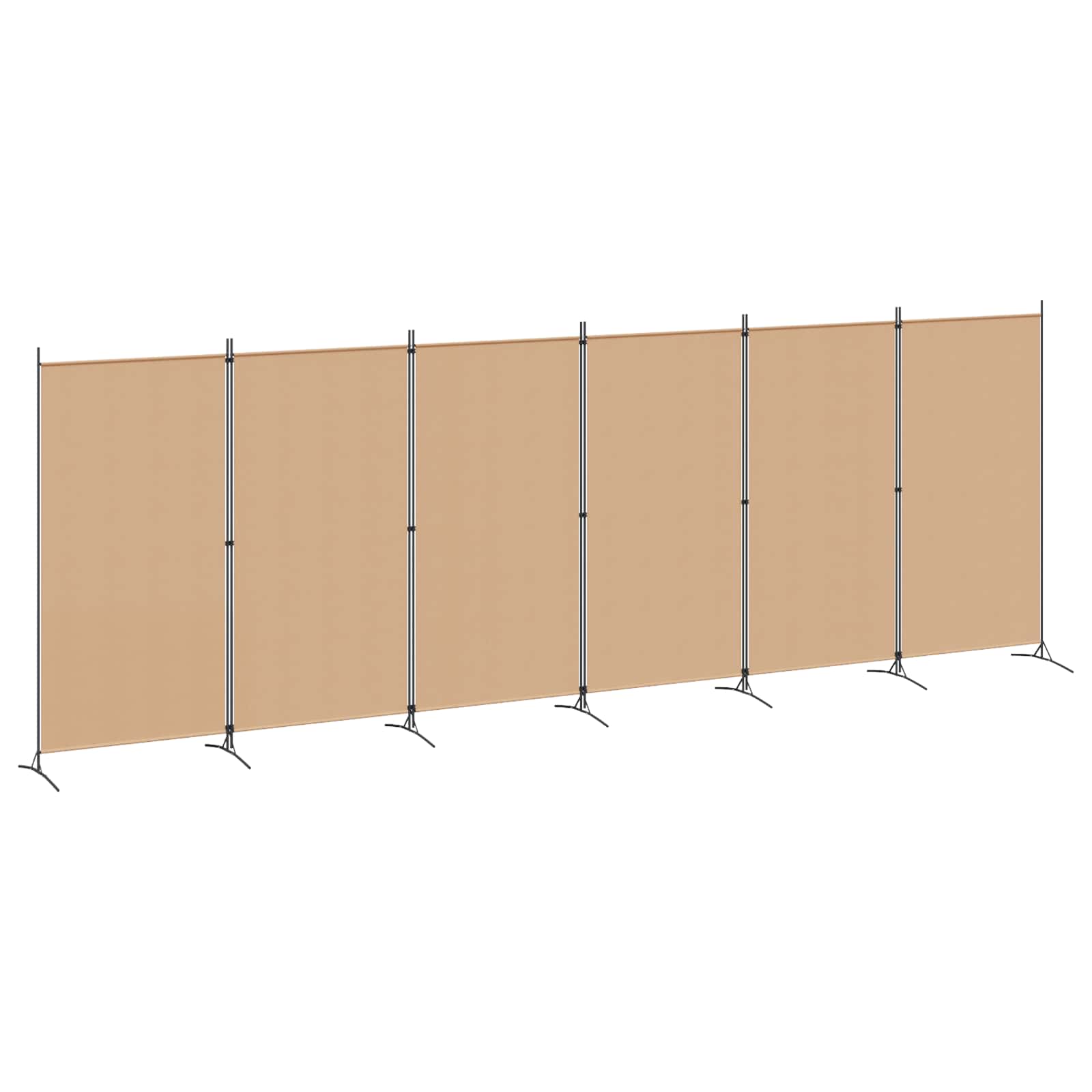Divisória de quarto de 6 painéis bege 520 x 180 cm tecido