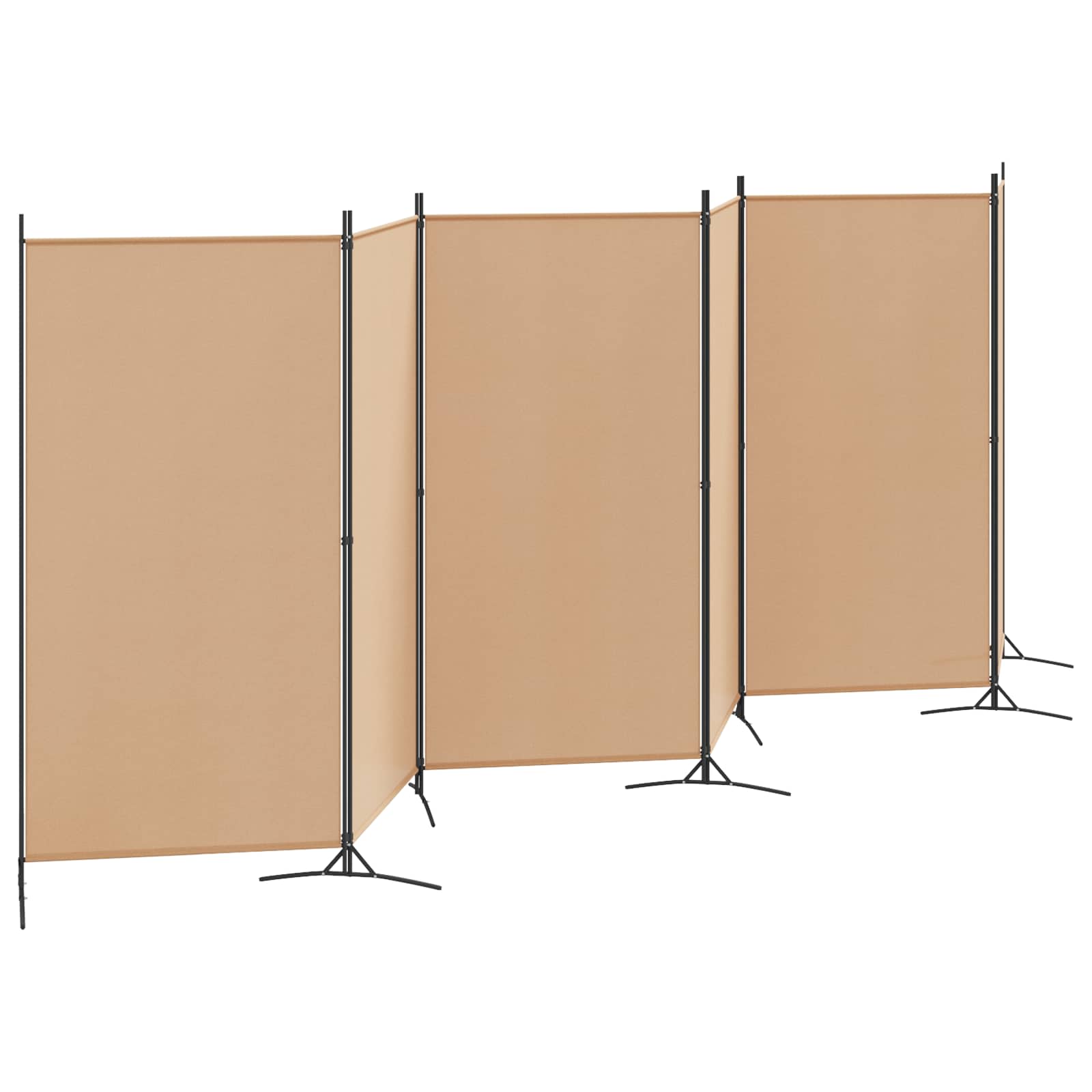 Divisória de quarto de 6 painéis bege 520 x 180 cm tecido