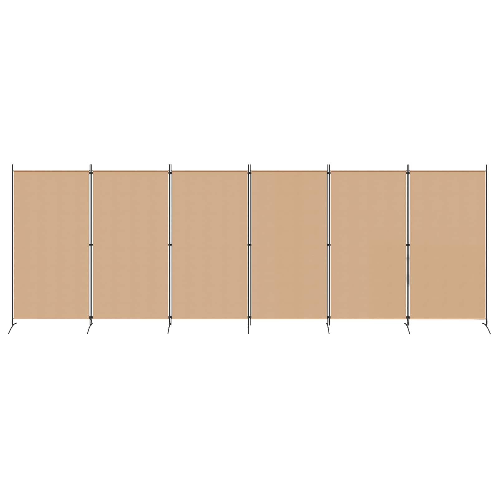 Divisória de quarto de 6 painéis bege 520 x 180 cm tecido