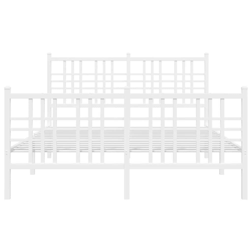 Estrutura de cama com cabeceira e pés 137x190 cm metal branco
