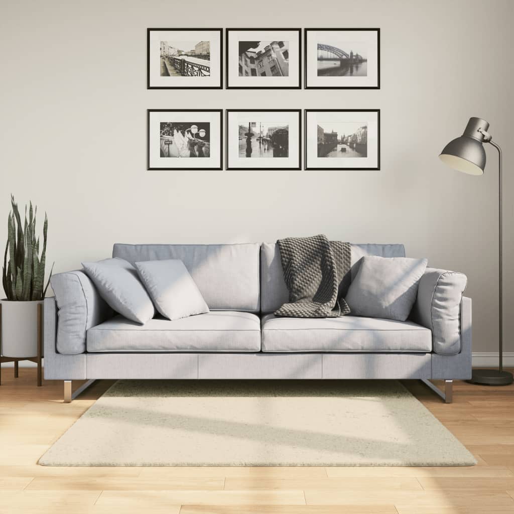 Tapete pelo curto macio e lavável huarte 120x120 cm cor creme