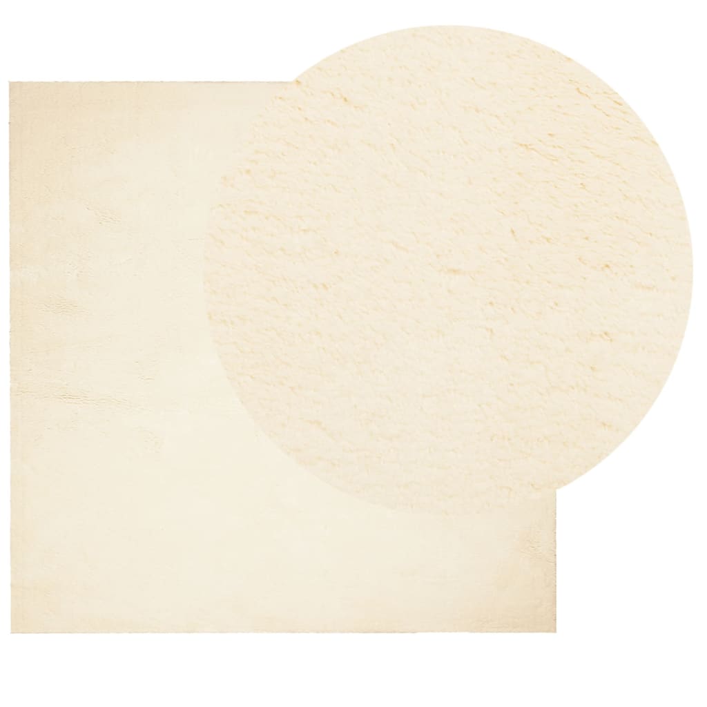 Tapete pelo curto macio e lavável huarte 120x120 cm cor creme
