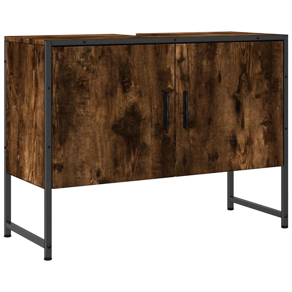 Armário lavatório wc 80x33x60 cm deriv. madeira carvalho fumado