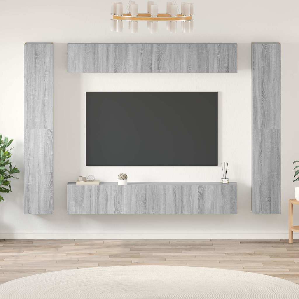 Conjunto móveis de TV 10 pcs madeira processada sonoma cinza