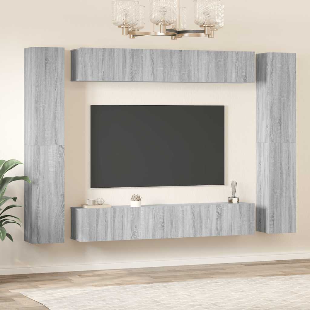 Conjunto móveis de TV 10 pcs madeira processada sonoma cinza