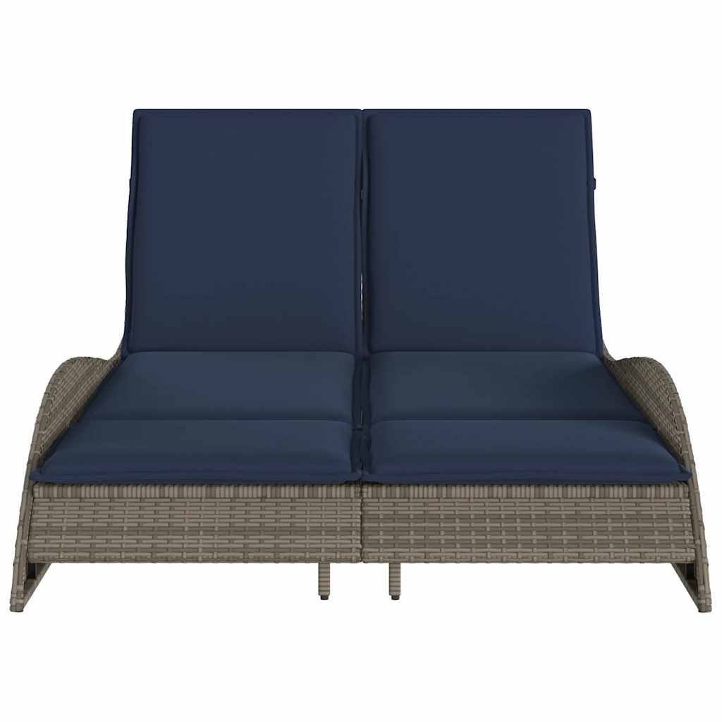 Espreguiçadeira com almofadas cinza 114x205x73 cm vime sintético