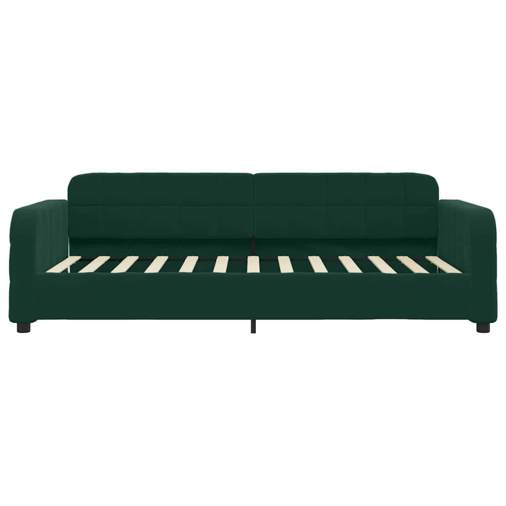 Sofá-cama com colchão 90x200 cm veludo verde-escuro