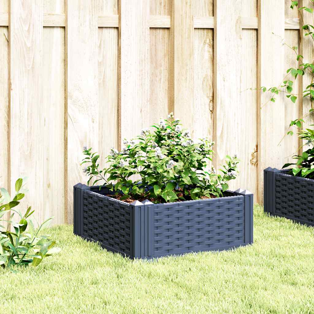 Vaso/floreira de jardim c/ estacas 42,5x42,5x28,5cm PP cinzento azul