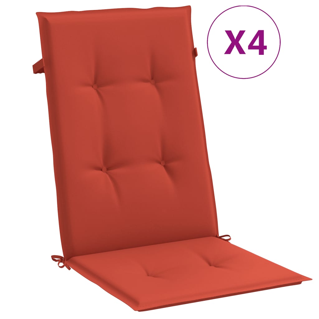 Almofadões cadeiras altas 4 pcs mesclado tecido vermelho
