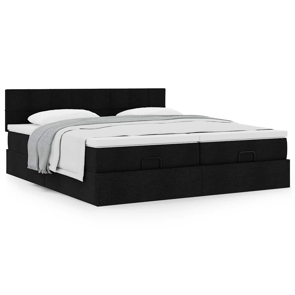 63 / 5,000Vidaxl estrutura de cama otomana com colchões tecido preto