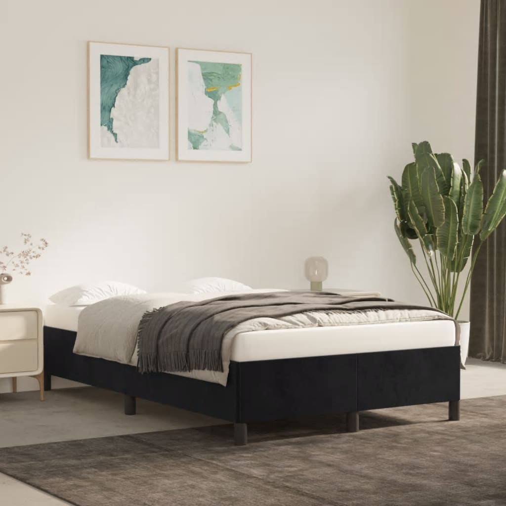 Estrutura de cama sem colchão 120x200 cm veludo preto