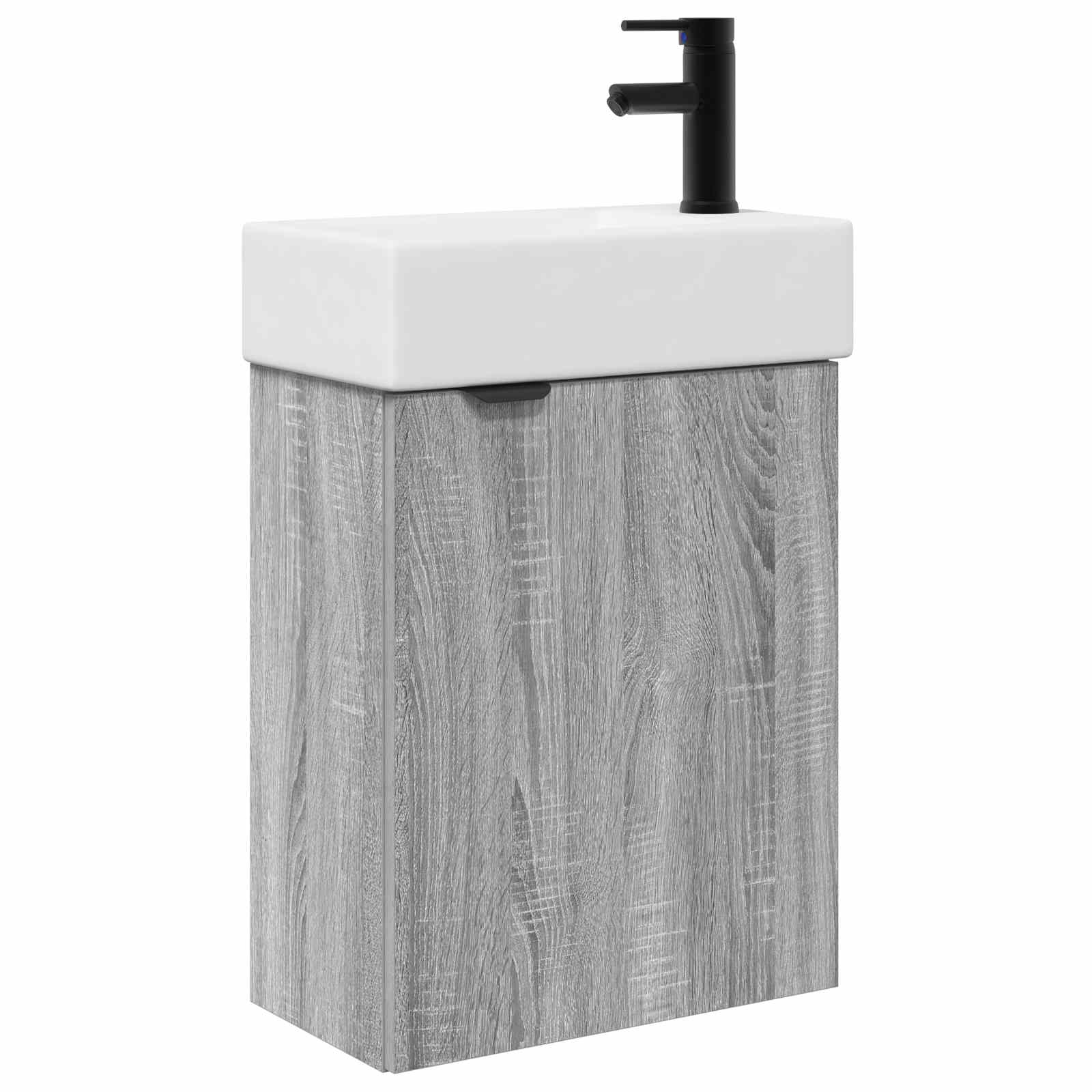 Conjunto de móveis de banheiro com torneira sonoma cinzento