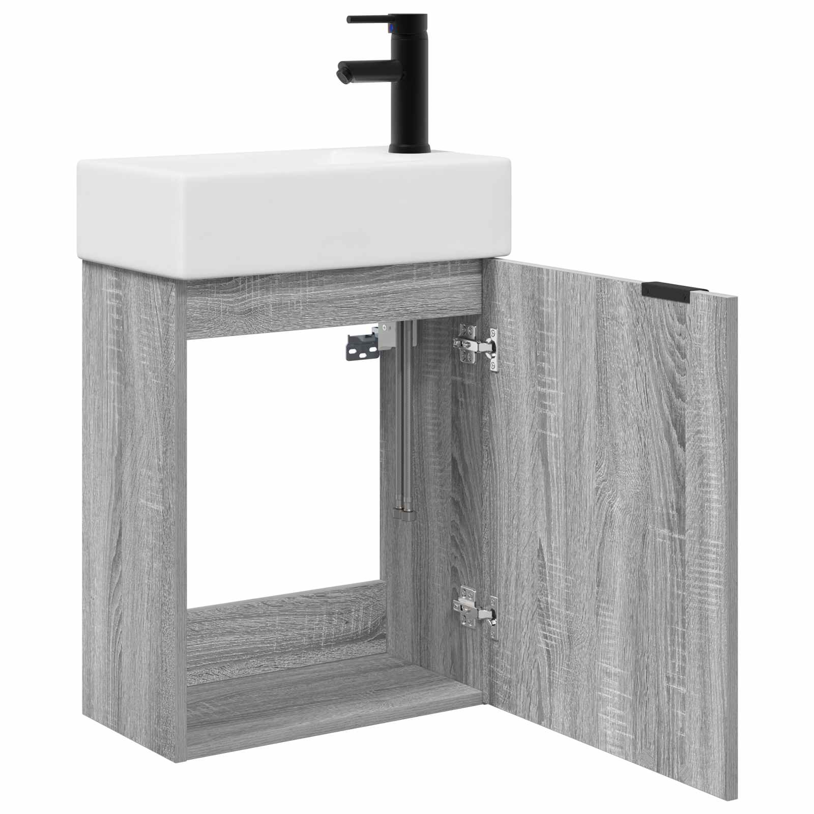 Conjunto de móveis de banheiro com torneira sonoma cinzento