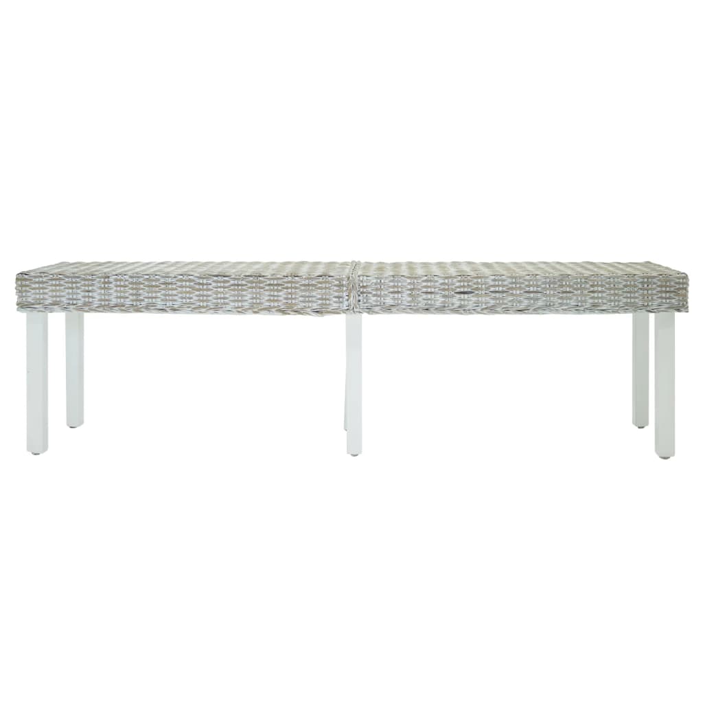 Banco 160x35x45 cm vime kubu natural/mogno maciça branco