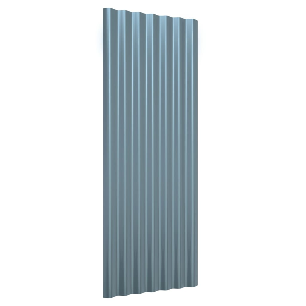Painéis de telhado 12 pcs 100x36 cm aço galvanizado cinzento
