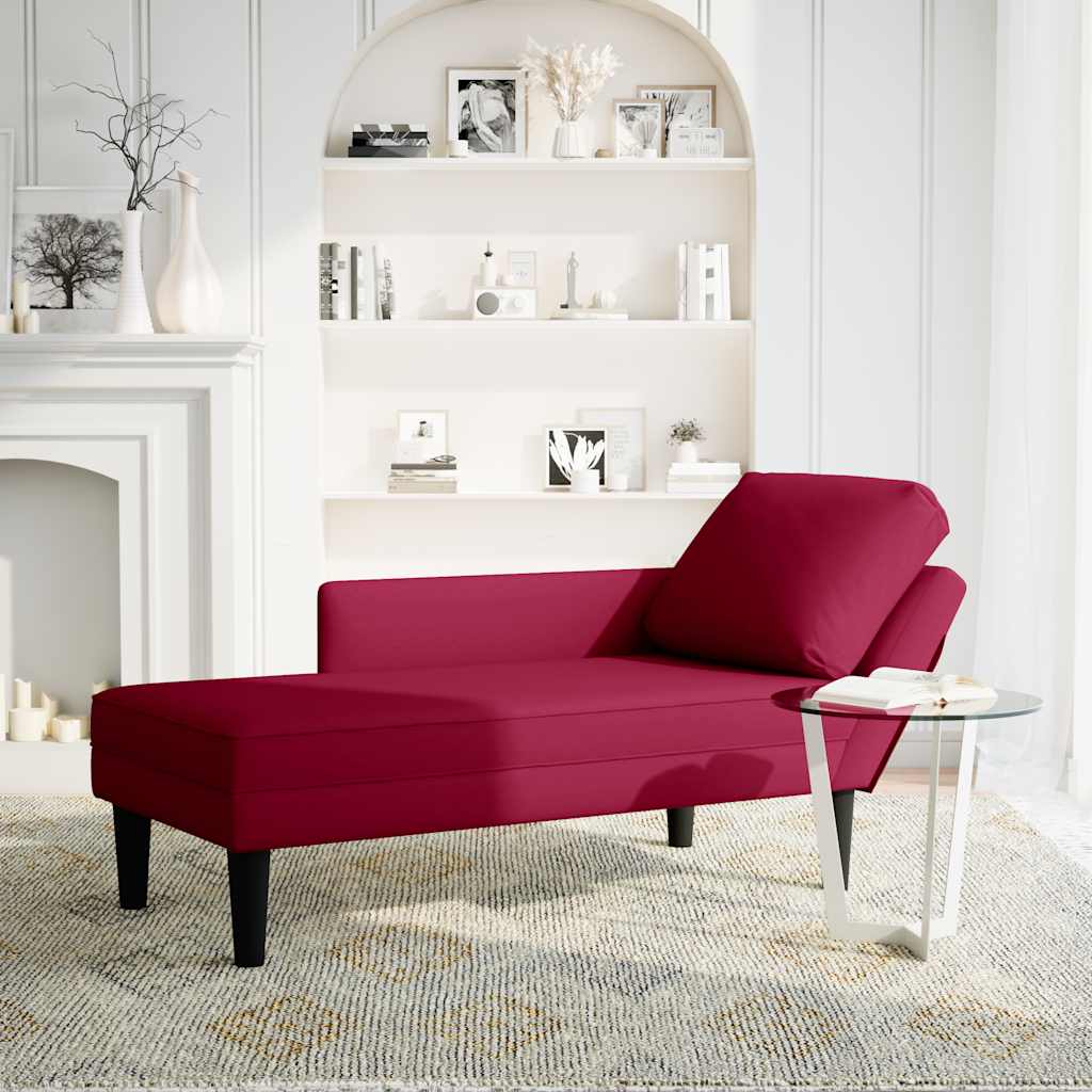 Chaise lounge c/ almofada/apoio de braços direito veludo