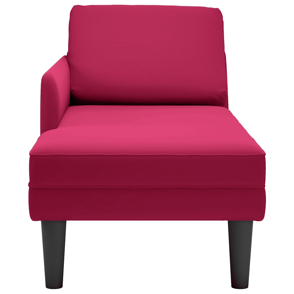 Chaise lounge c/ almofada/apoio de braços direito veludo