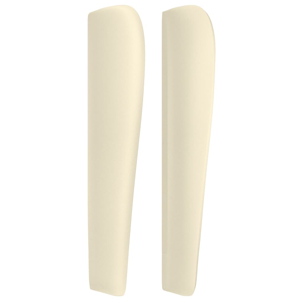 Cabeceira cama c/ abas couro artificial 203x23x118/128 cm creme