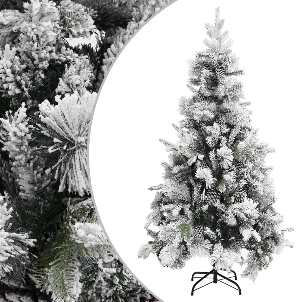 Árvore de natal c/ flocos de neve e pinhas 225 cm PVC e PE