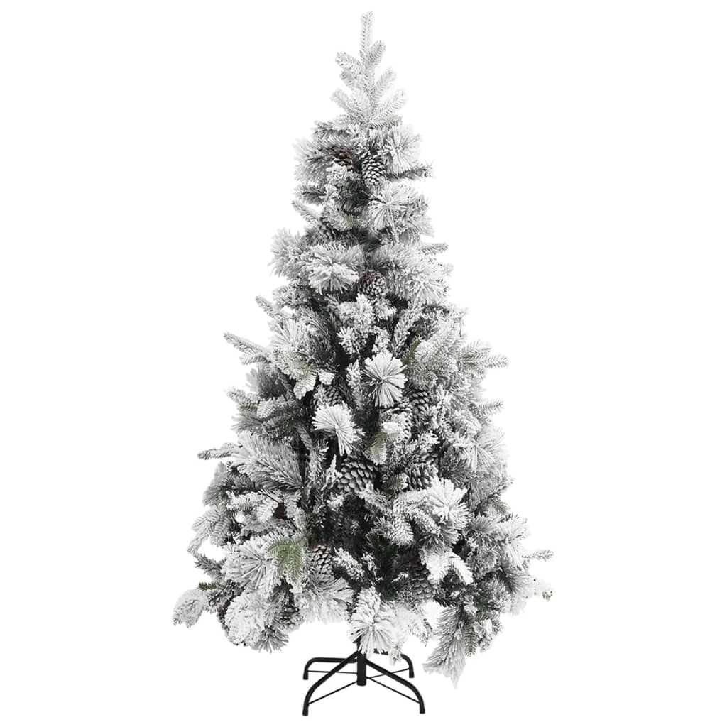 Árvore de natal c/ flocos de neve e pinhas 225 cm PVC e PE