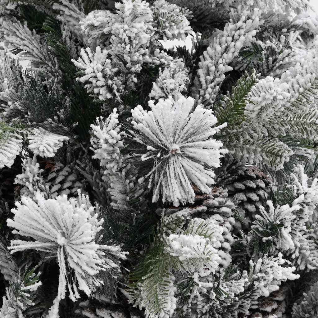 Árvore de natal c/ flocos de neve e pinhas 225 cm PVC e PE