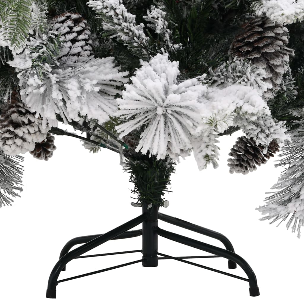 Árvore de natal c/ flocos de neve e pinhas 225 cm PVC e PE