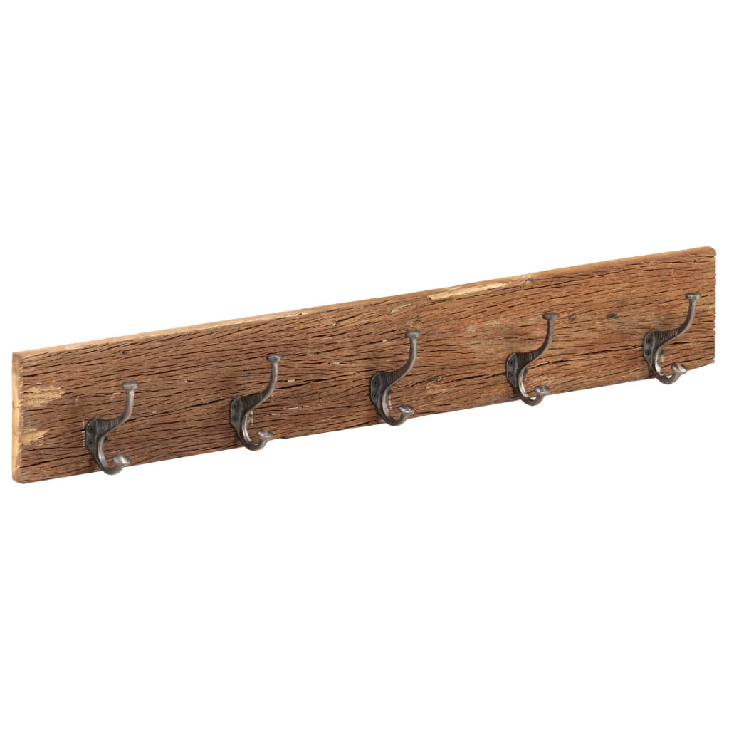 Bengaleiro com 5 ganchos 100x2,5x15cm madeira recuperada maciça