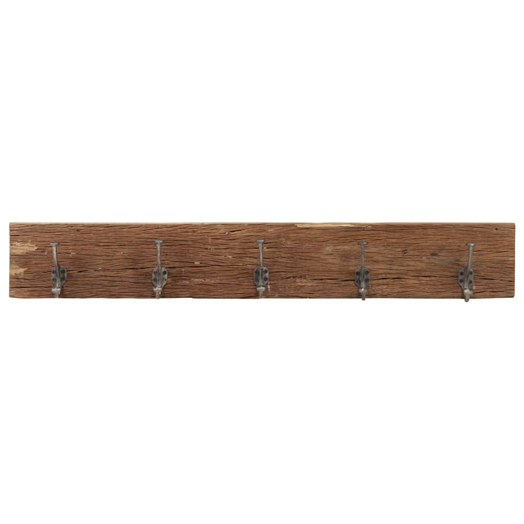 Bengaleiro com 5 ganchos 100x2,5x15cm madeira recuperada maciça