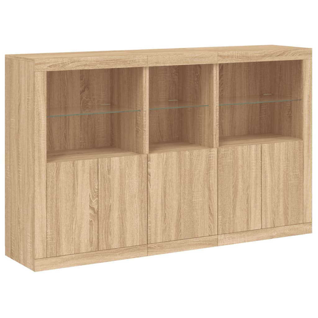 Aparador com luzes LED 162x37x100 cm carvalho sonoma