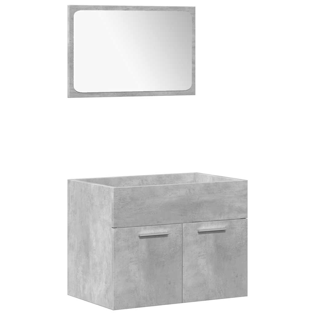 4 Pcs conj. móveis casa banho derivados madeira cinza cimento