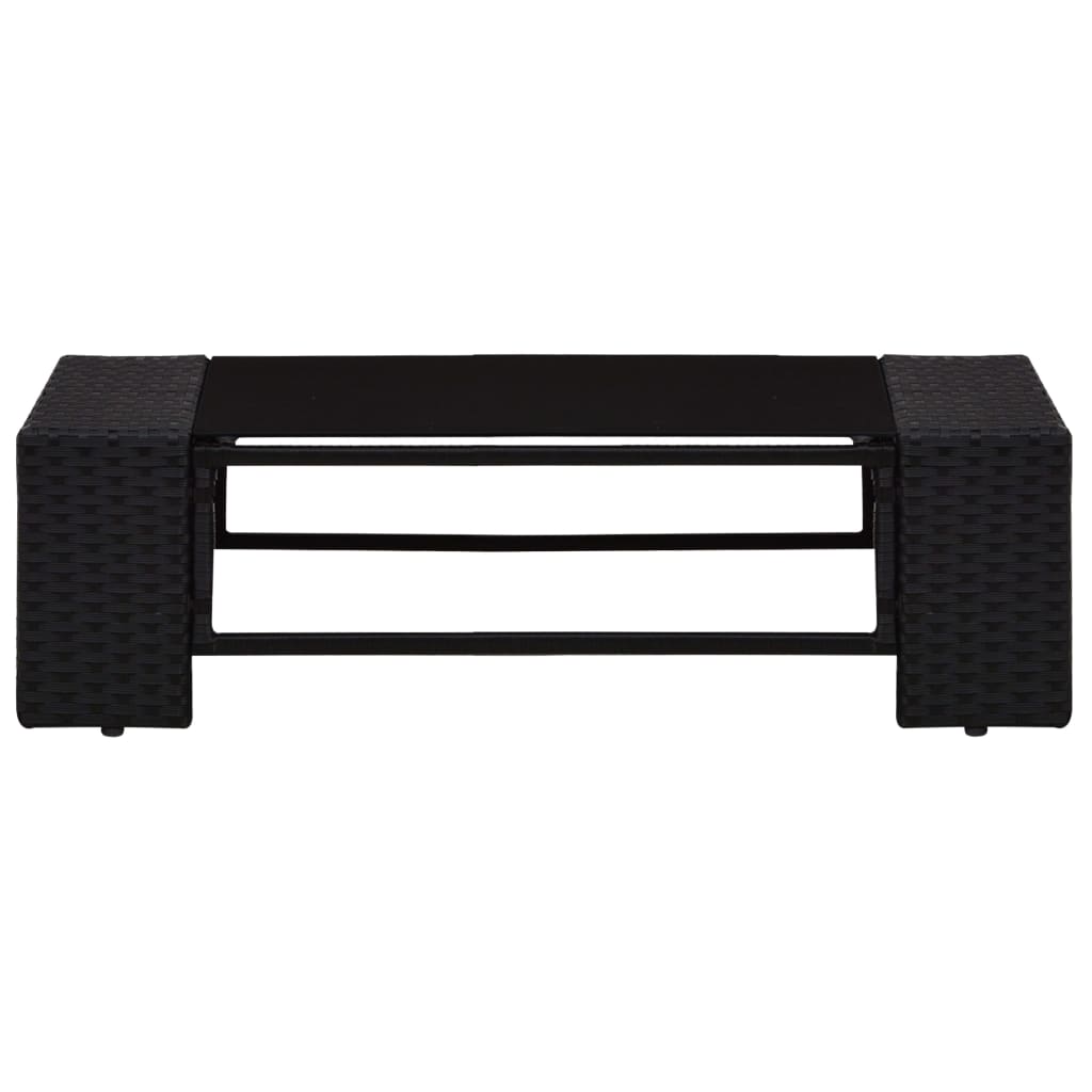 5 Pcs conjunto lounge para jardim vime PE preto